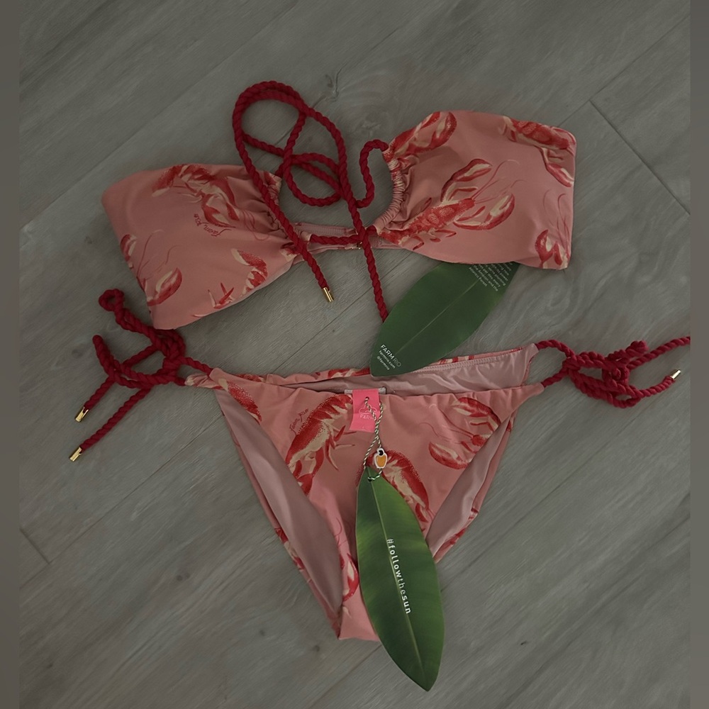 Farm Rio Pink Lobster Bikini Set Size L NWT - Picture 4 of 8
